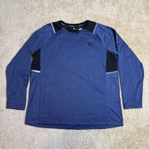 Spyder Active Shirt Mens‎ XL Blue Black ProWeb Long Sleeve Performance Crew Neck